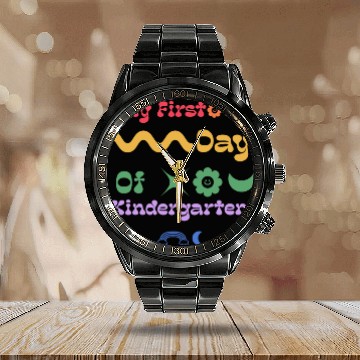 Discover My First Day Of Kindergarten Teacher Student cute Calendar Steel Band Watch