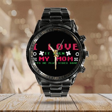 Discover Love My Mom Play Video Game Lover Gaming Calendar Steel Band Watch