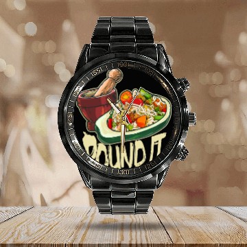 Discover Pound It Green Spicy Thai Papaya Salad Calendar Steel Band Watch