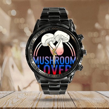 Discover Fungi Calendar Steel Band Watch, The Mushroom Lover Calendar Steel Band Watch, Funny
