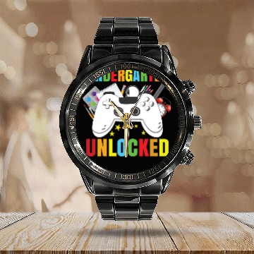 Discover Copy of Kindergarten Unlocked Level Up Calendar Steel Band Watch