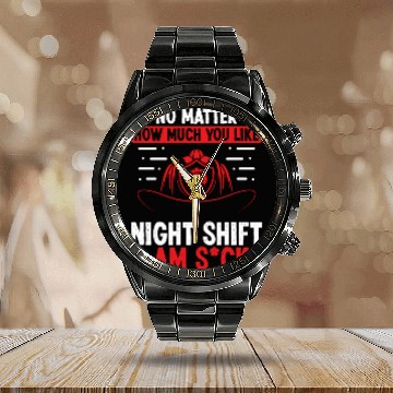 Discover Firefighter 5 am Volunteer Night Shift Firemen Calendar Steel Band Watch