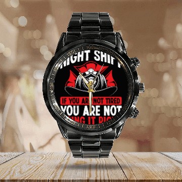 Discover Firefighter Volunteer Funny Night Shift Firemen Calendar Steel Band Watch