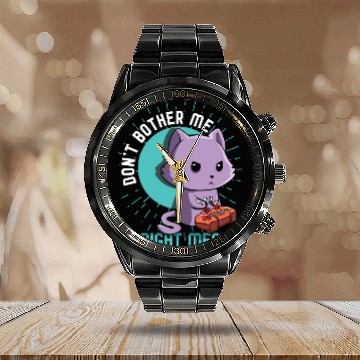 Discover Meow Kawaii Cat Playing Video Game Lover Gaming Calendar Steel Band Watch