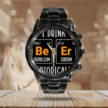 Discover Chemistry Science Physics Research Nerd Humor Calendar Steel Band Watch
