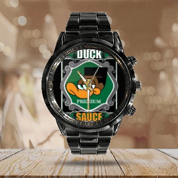 Discover Duck Sauce Calendar Steel Band Watch