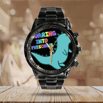 Discover Roaring Into Preschool Cute Dinosaur Back To Calendar Steel Band Watch