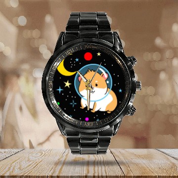 Discover Space Guinea Pig for Guinea Pig Lover Calendar Steel Band Watch