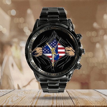 Discover Rip Reveal America State Flag Michigan Calendar Steel Band Watch