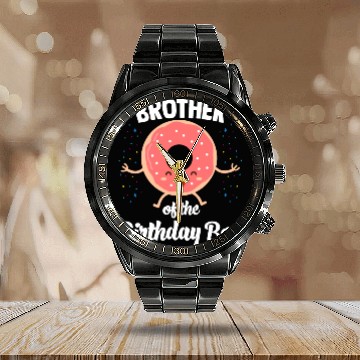 Discover Brother of The Birthday Boy Donut Calendar Steel Band Watch