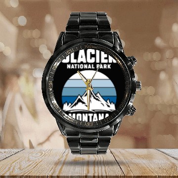 Discover Glacier National Park Montana Calendar Steel Band Watch