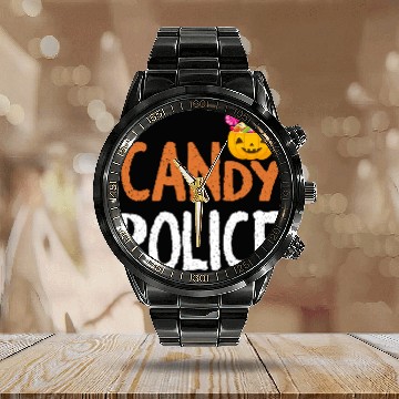 Discover Candy Police Funny Halloween Trick Or Treat Calendar Steel Band Watch
