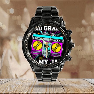 Discover Retro 80s Teacher Back To School 2nd Grade Kids Calendar Steel Band Watch