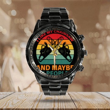 Discover Chainsaw Carving Woodworking Carpenter Calendar Steel Band Watch
