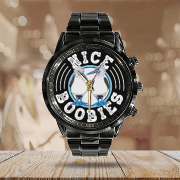 Discover Nice Boobies Adult Humor Halloween Gift Booby Bird Calendar Steel Band Watch