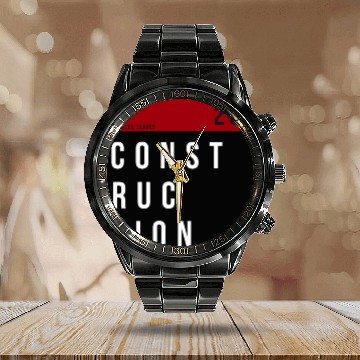 Discover Tradesman Construction Badge Calendar Steel Band Watch