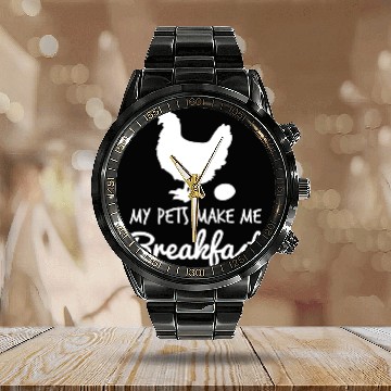 Discover Breakfast Chicken Farmer Farming Birthday Gift Calendar Steel Band Watch
