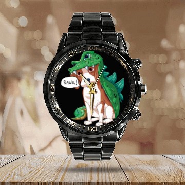 Discover Beagle Dragon Dinosaur Halloween Calendar Steel Band Watch