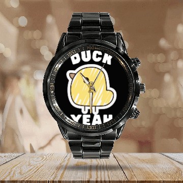 Discover Cute Duck Yeah Funny Sarcastic Calendar Steel Band Watch