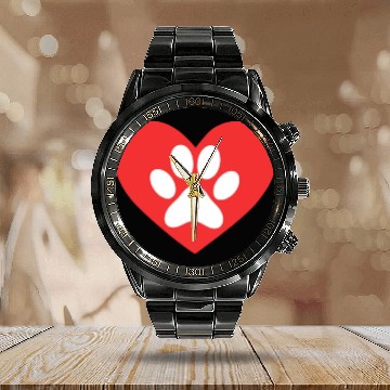 Discover Dog Paw Heart Dog Is My Valentine Day Calendar Steel Band Watch