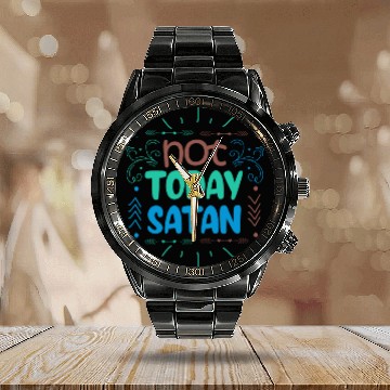 Discover Christianity Not Today Satan Christian GiftS Calendar Steel Band Watch