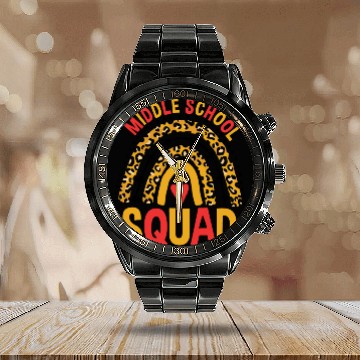 Discover Back To School Leopard Middle School Squad Calendar Steel Band Watch