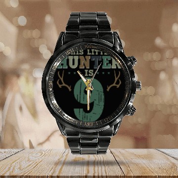 Discover Buck Deer Hunting Hunter Kid 9th Calendar Steel Band Watch