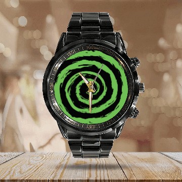 Discover Geometric Shapes. Circle Spiral Shape Calendar Steel Band Watch