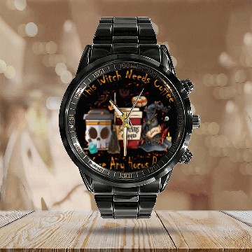 Discover This Witch Needs Coffee, Halloween, Halloween Deco Calendar Steel Band Watch