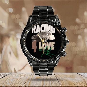 Discover NASCAR Brown R4L Calendar Steel Band Watch