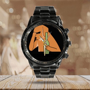 Discover Funny Dogue De Bordeaux Drinking Wine Dog Calendar Steel Band Watch