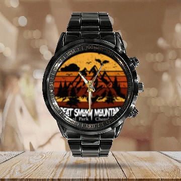 Discover Great Smoky Mountains Cherokee Nc Vintage Souvenir Calendar Steel Band Watch