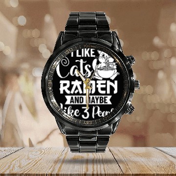 Discover Ramen Cat Bowl Chicken Noodle Soup Japanese Calendar Steel Band Watch