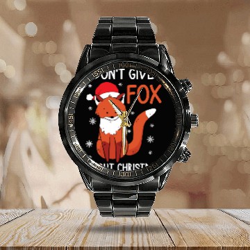 Discover Christmas I Don't Give A Fox Funny Holiday Gift Calendar Steel Band Watch