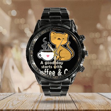 Discover Funny Orange Cat Coffee Mug Cat Lover Coffee And Calendar Steel Band Watch