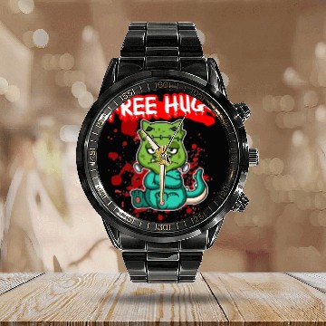 Discover Free Hugs Halloween Sarcasm Scary Creepy Costume Calendar Steel Band Watch