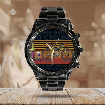 Discover Some Girls Go Cycling Vintage Retro Calendar Steel Band Watch