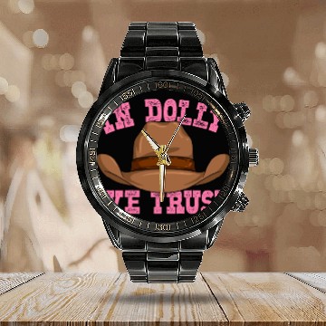 Discover In Dolly We Trust Cowboy Cowgirl Hat Calendar Steel Band Watch