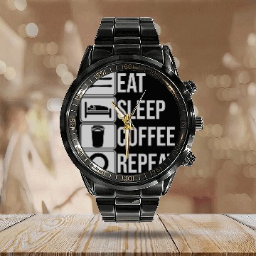 Discover coffee drink daily repeat Calendar Steel Band Watch