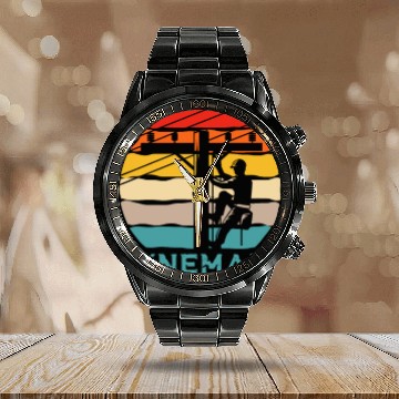 Discover Lineman Retro Vintage Calendar Steel Band Watch