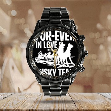 Discover Mushing Fur-Ever In Love With My Husky Team Calendar Steel Band Watch