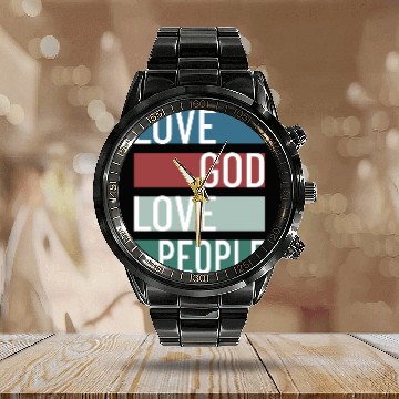 Discover Love God Love People Calendar Steel Band Watch