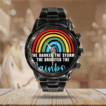 Discover The Darker The Storm The Brighter The Rainbow Calendar Steel Band Watch