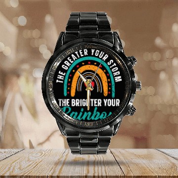 Discover The Greater Your Storm The Brighter Your Rainbow Calendar Steel Band Watch