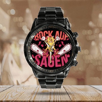 Discover Chainsaw Goat Calendar Steel Band Watch