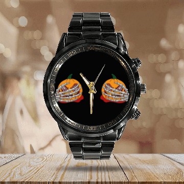 Discover Halloween Pumpkin Boob Skeleton Hand Calendar Steel Band Watch