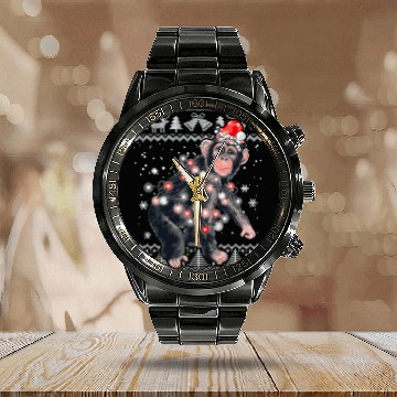 Discover Chimpanzee Monkey Ugly Christmas Pajama Xmas Monke Calendar Steel Band Watch