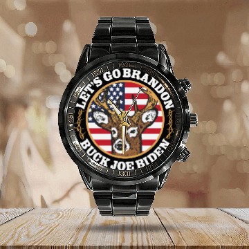 Discover Buck Joe Biden Calendar Steel Band Watch