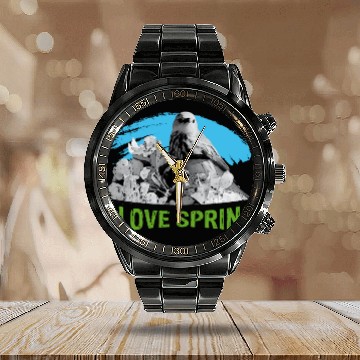 Discover I love SPRING with Eagle Calendar Steel Band Watch