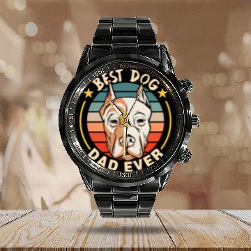 Discover Best Dog Dad Ever Daddy Father Father's Day Calendar Steel Band Watch